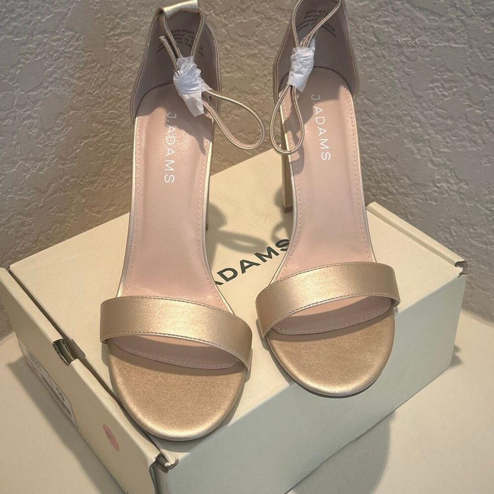 J Adams Size 10 Shirley Sandal Heels Gold Metallic Strappy Special Occasion Prom